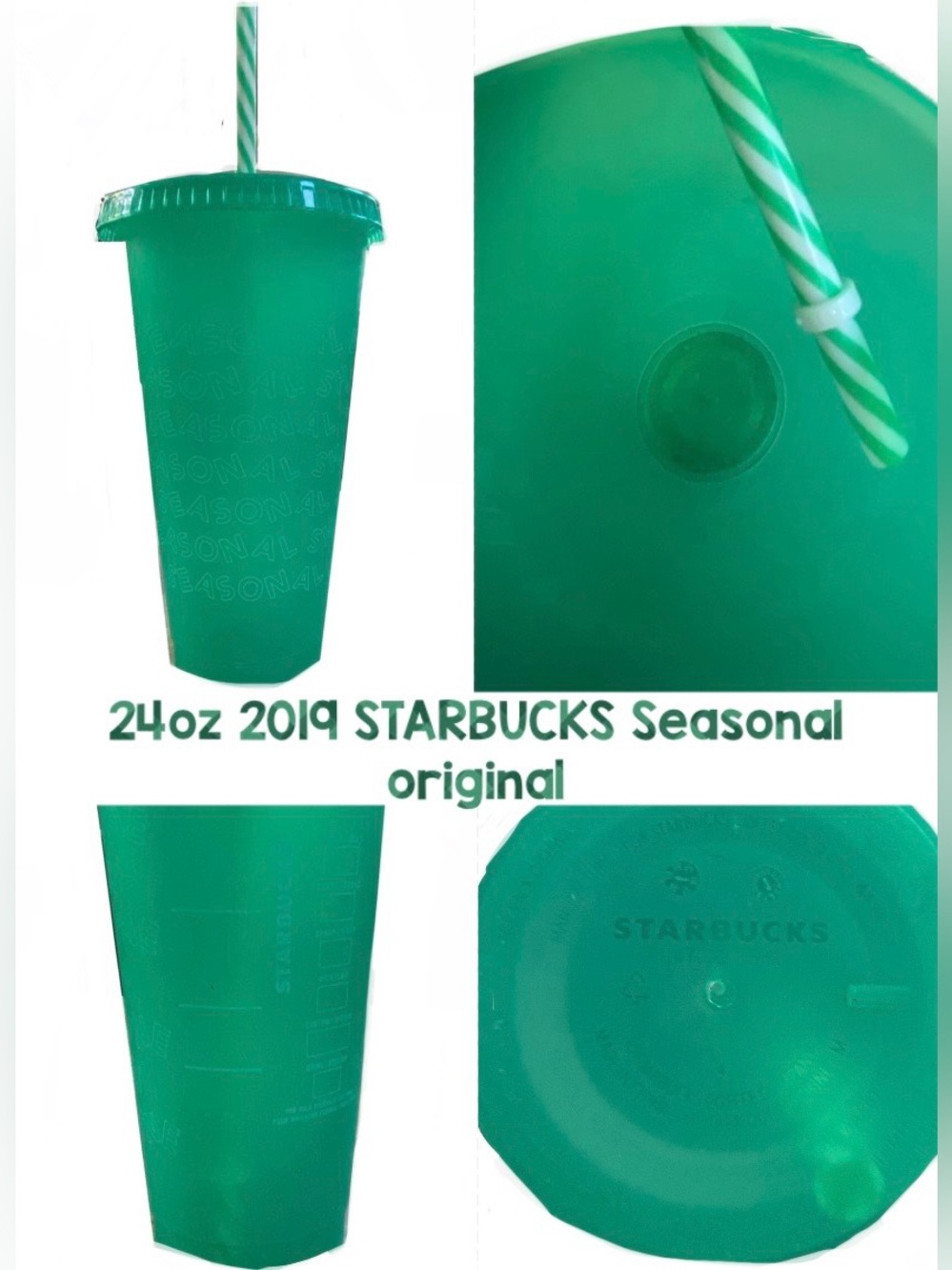 Starbucks Green Reusable Cold Cup with Original Striped Straw
